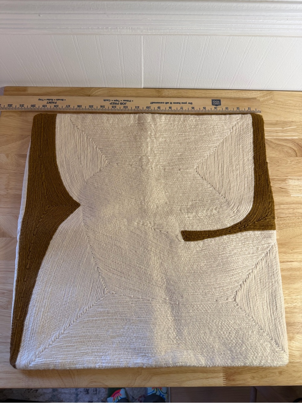 West Elm Cream and Brown Geometric Textured Pillow Cover
